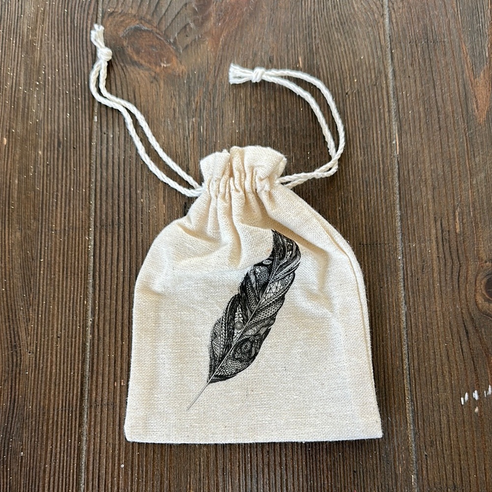 Feather Print Drawstring Bags - Picture 2 of 3